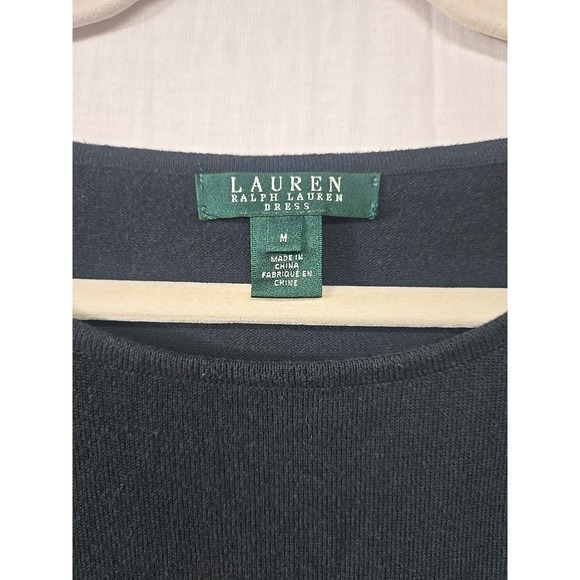 Vintage Lauren Ralph Lauren Dress Black Cream Striped Pullover Women's M - Picture 2 of 6